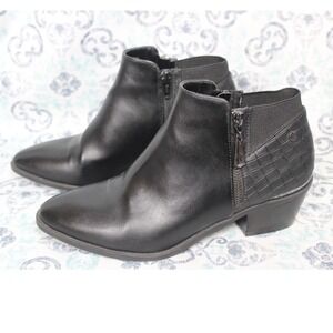 Simply Vera Vera Wang Black Faux Croc Ankle Booties Side Zip Women's Size‎ 7.5